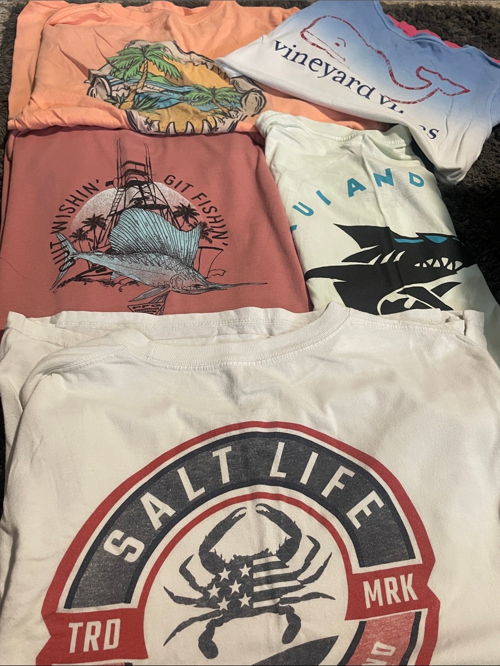 Salt Life White T-Shirt with Red & Navy Coastal Crab Logo
